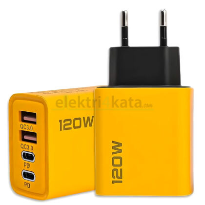 120W бързо USB зарядно с 4 порта – USB-C PD и QC 3.0